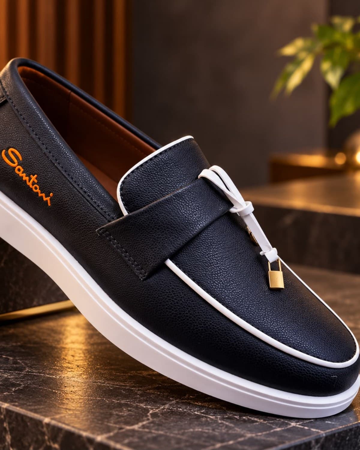 Santoni Leather Casual Loafers view 2