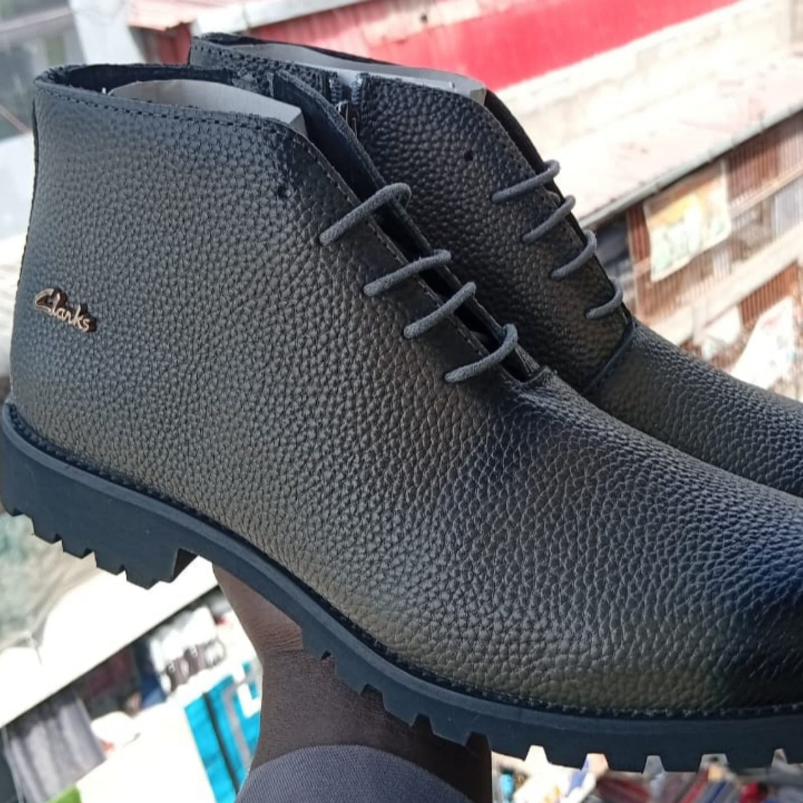 Clarks Textured Leather Ankle Derby Boots view 2