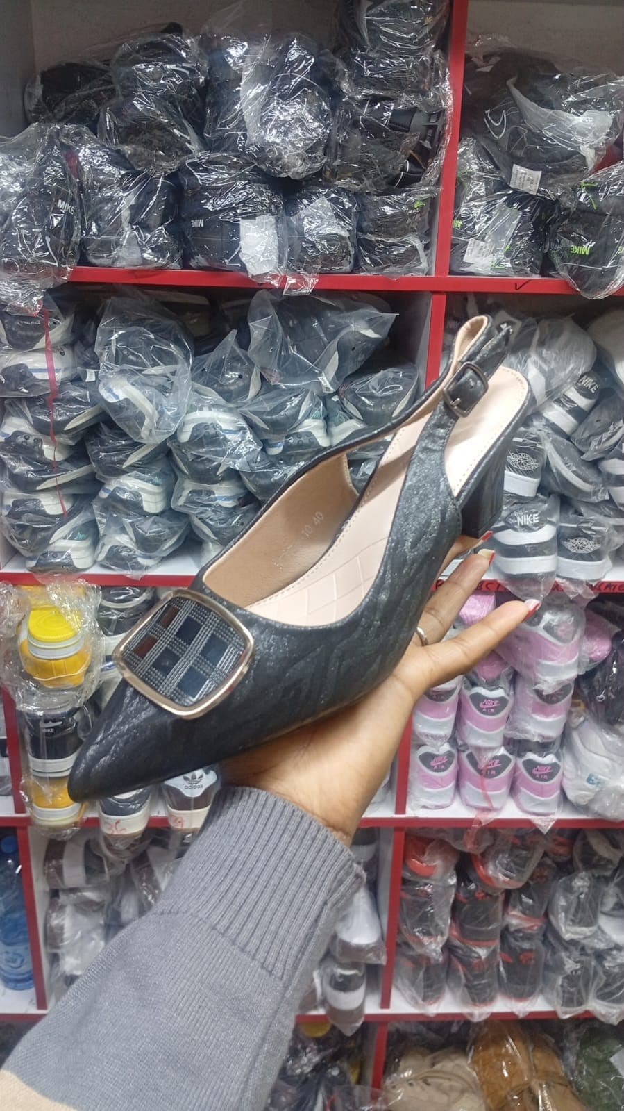 Women's Glitter Slingback Pointed Toe Block Heels view 2
