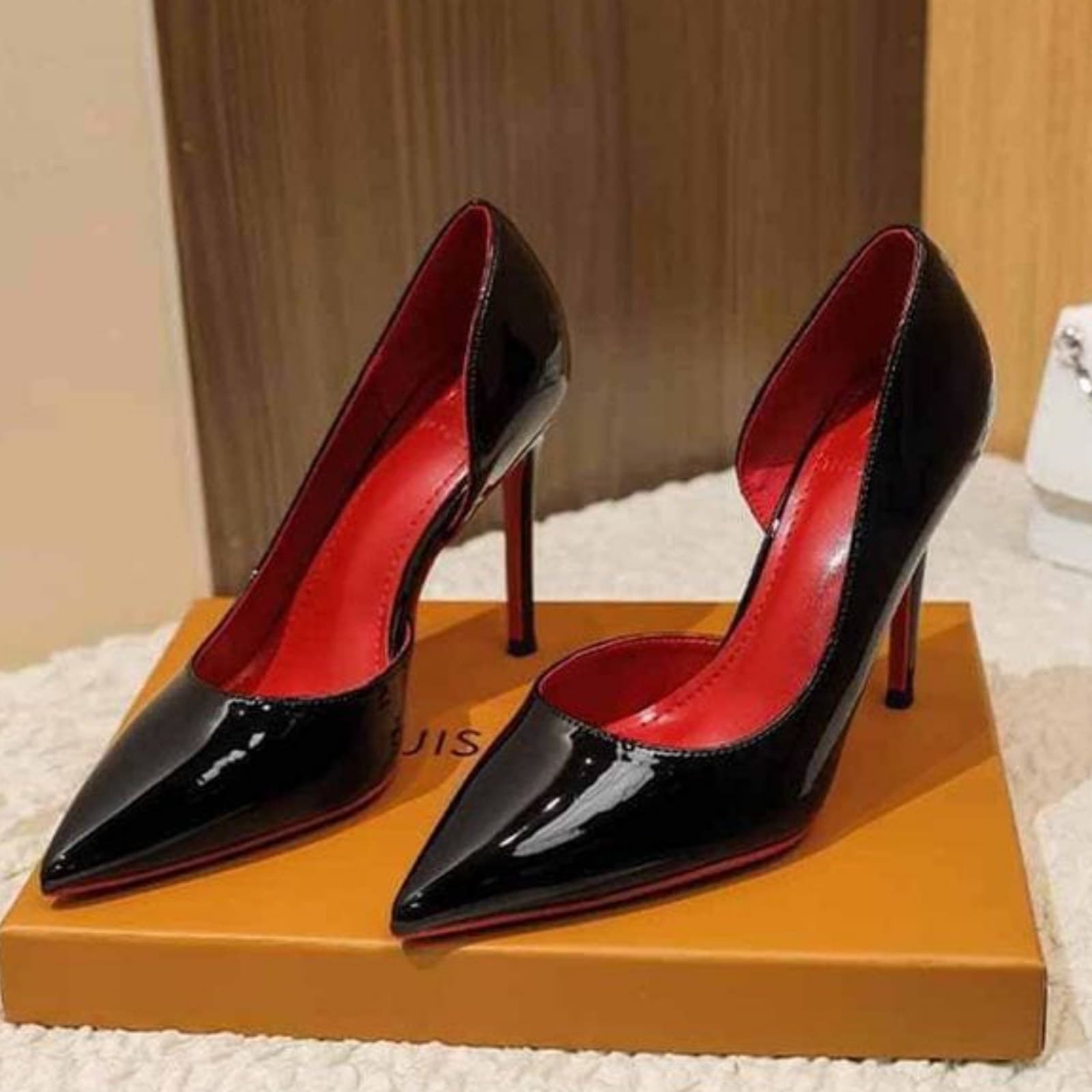 Women's D'Orsay Patent Leather Pointed-Toe Stiletto Heels