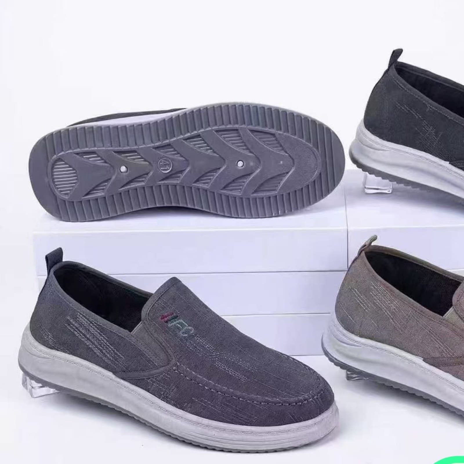 Canvas Rubber Slip-On Loafers