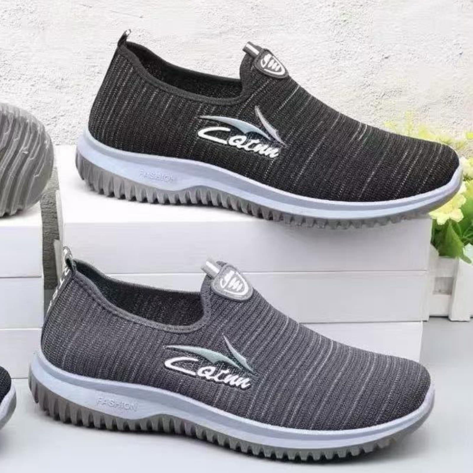 Breathable Fly-Woven Slip-On Walking Sneakers
