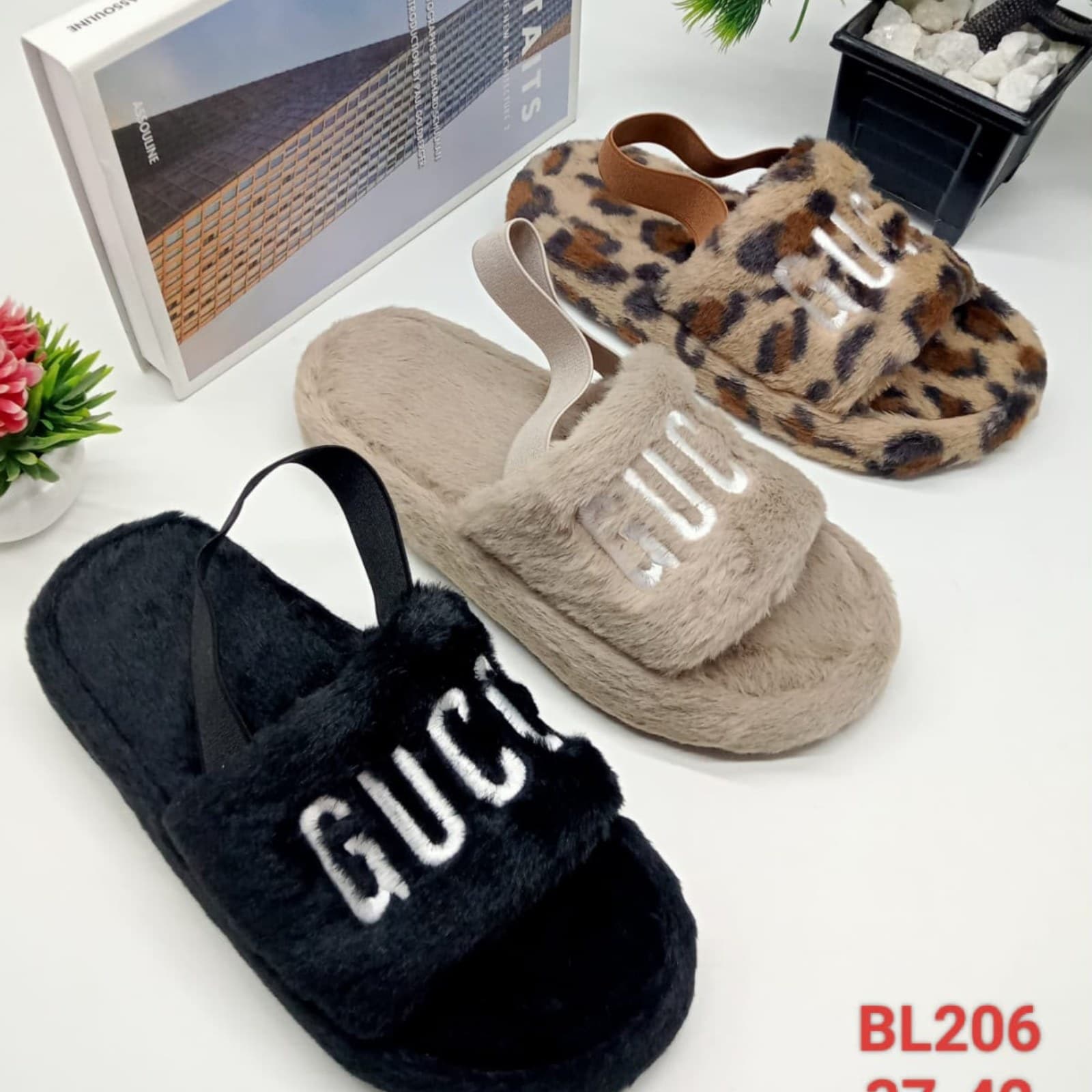 Luxury Faux Fur Slingback Fluffy Sandals
