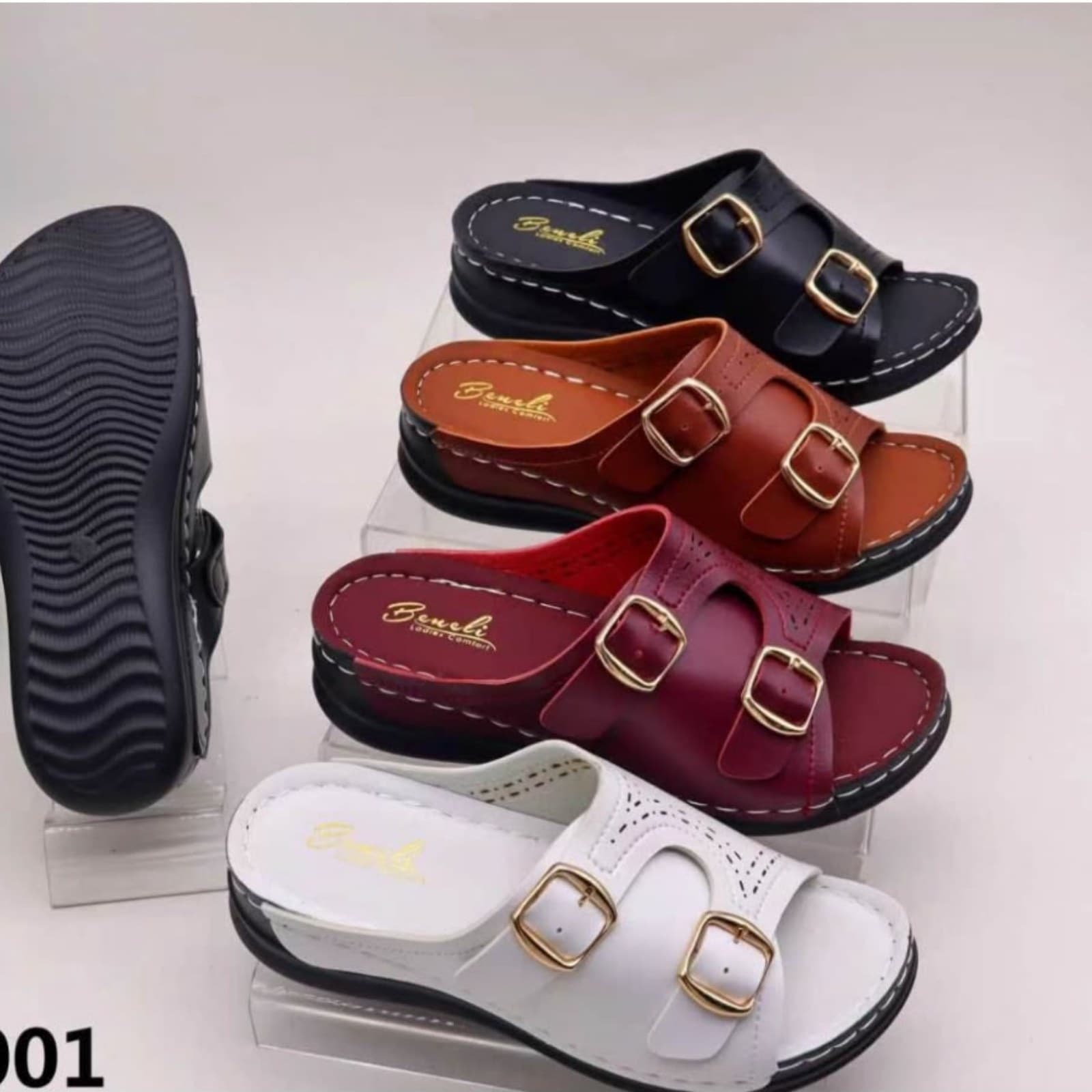 Beneli Ladies Double-Strap Orthopedic Wedge Sandals