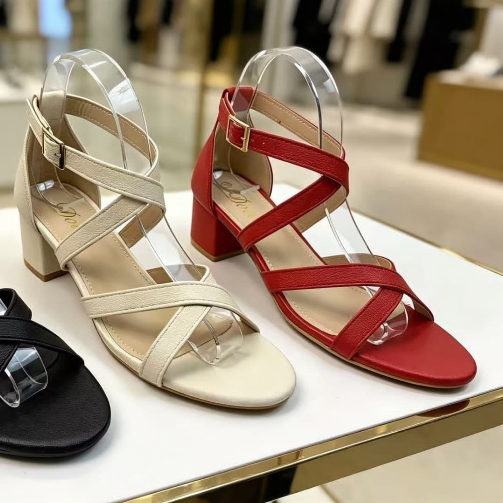 Dota Criss-Cross Multi-Strap Block Heel Sandals