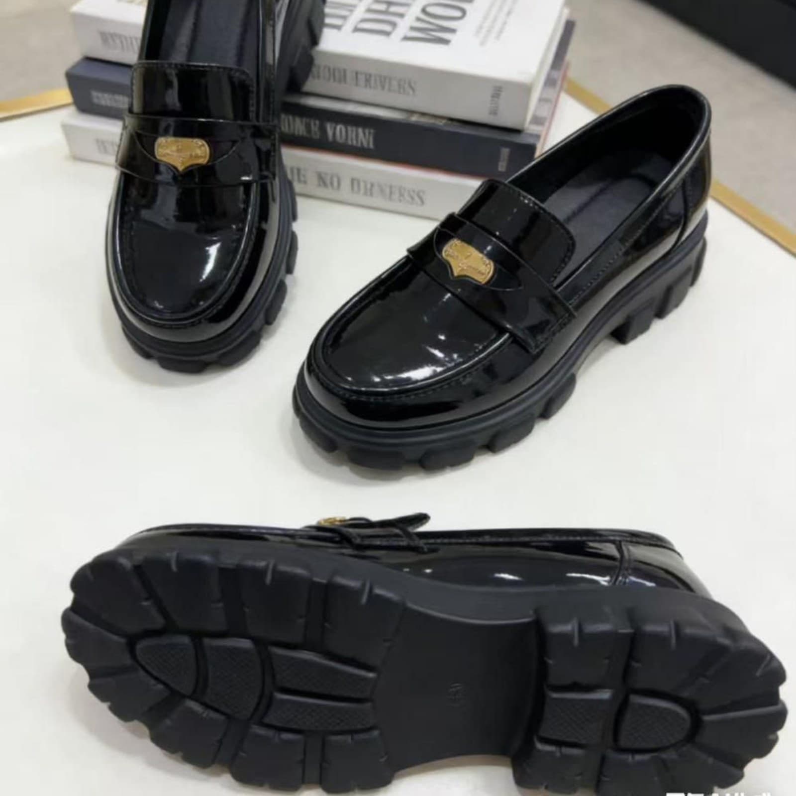 Women's Chunky Platform Patent Leather Loafers
