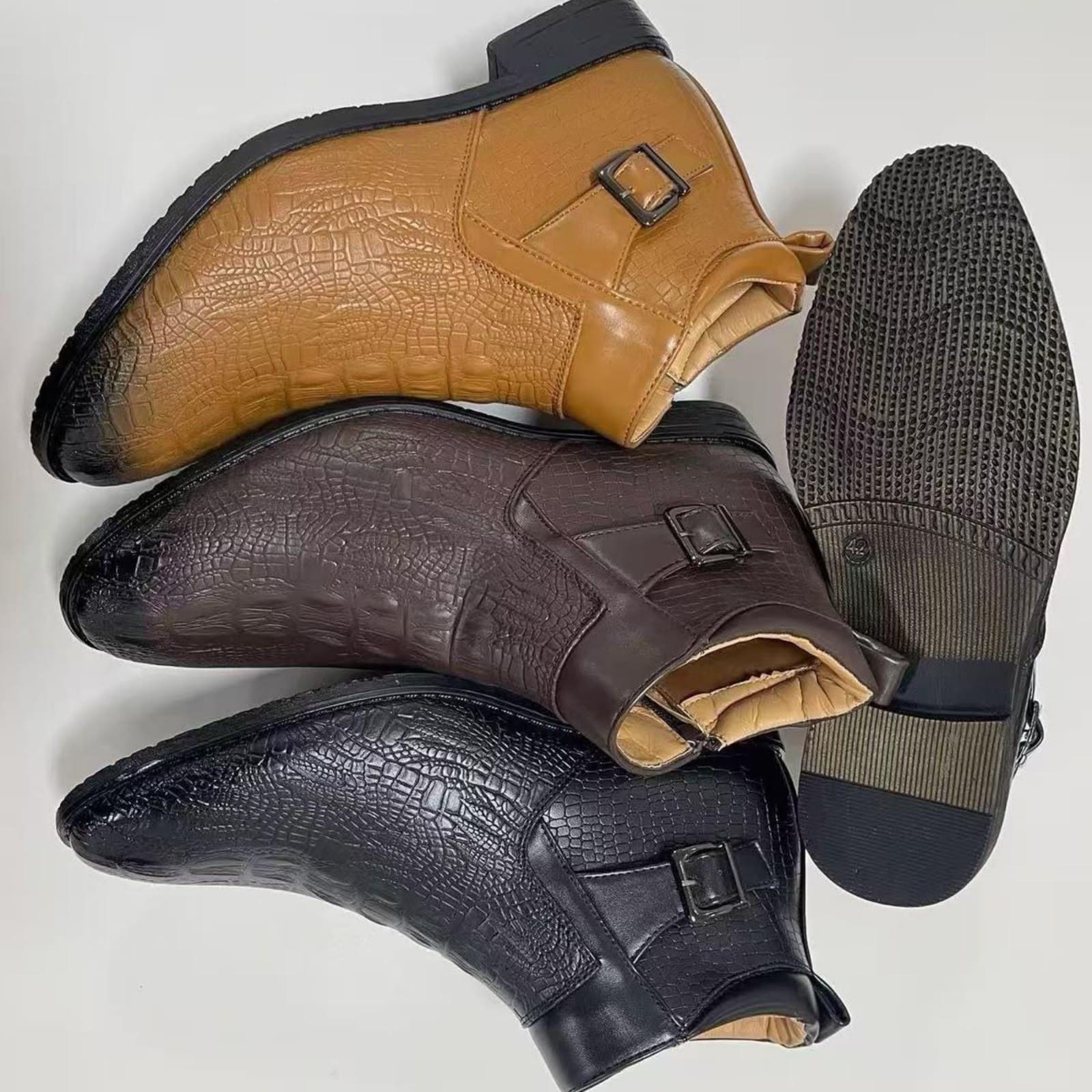 Men's Crocodile Pattern Faux Leather Ankle Boots